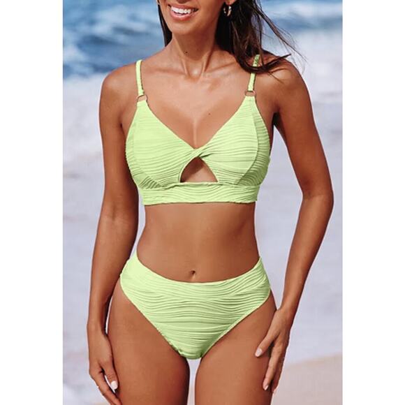 NWT Mint Wave Twist Cutout Bikini Top & Cheeky Bottoms Set - Picture 1 of 6